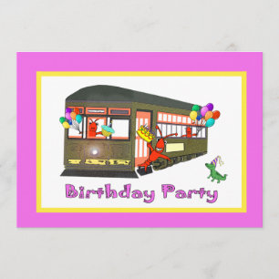 New Orleans Streetcar Birthday (pink) Invitation