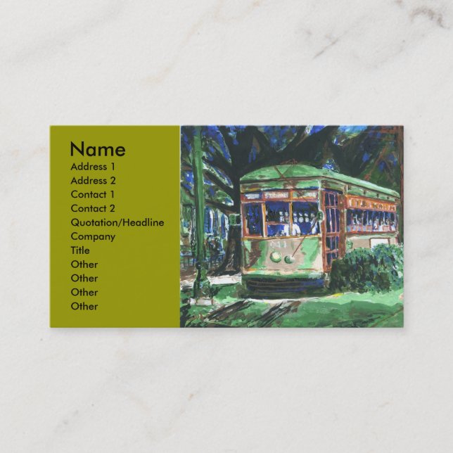 New Orleans Streetcar, Business Card (Front)