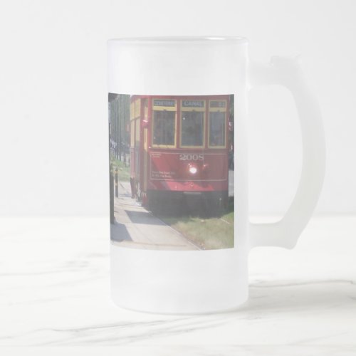 New Orleans Streetcar Frosted Glass Beer Mug