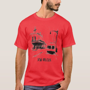 New Orleans Streetcar  Vintage Sketch of Historic  T-Shirt