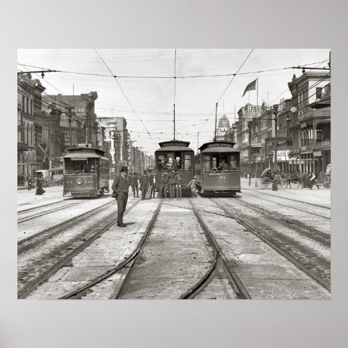 New Orleans Streetcars 1907 Vintage Photo Poster