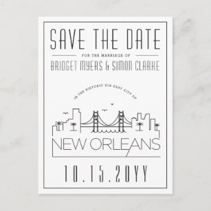 New Orleans   Stylized Skyline Save the Date Postcard