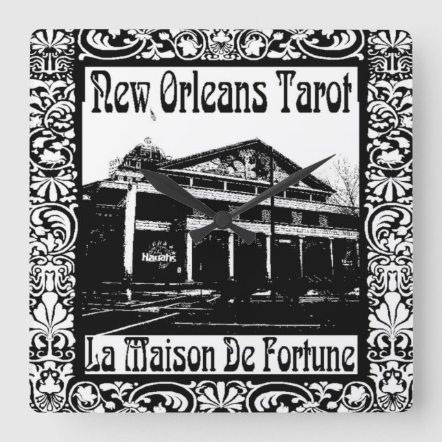 New Orleans Tarot,  La Maison De Fortune Square Wall Clock (Front)