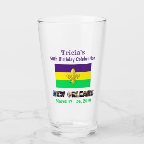 New Orleans Trip Birthday Party Favor Beer Pint Glass