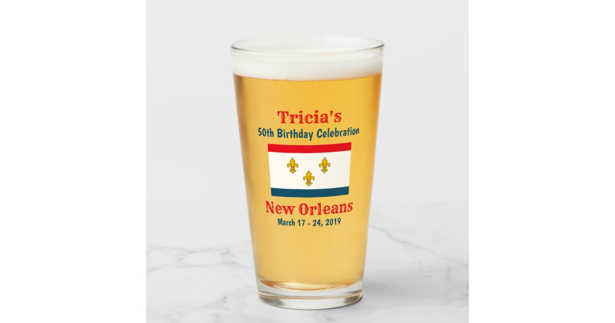 New Orleans Trip Birthday Party Favor Beer Pint Glass
