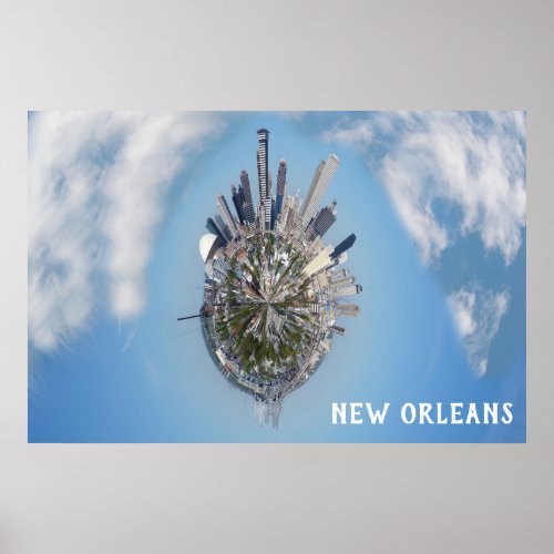 New Orleans Unique City Skyline Travel Photo Poster