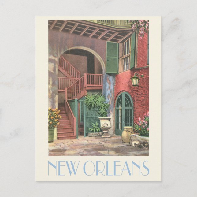 New Orleans vintage courtyard scene Postcard (Front)