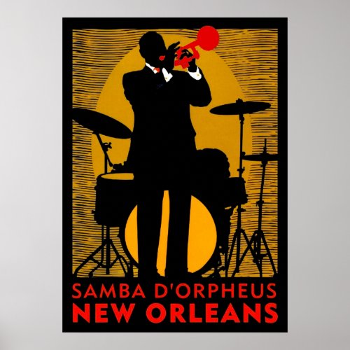 NEW ORLEANS  Vintage Mardi Gras Samba Orpheus Prin Poster