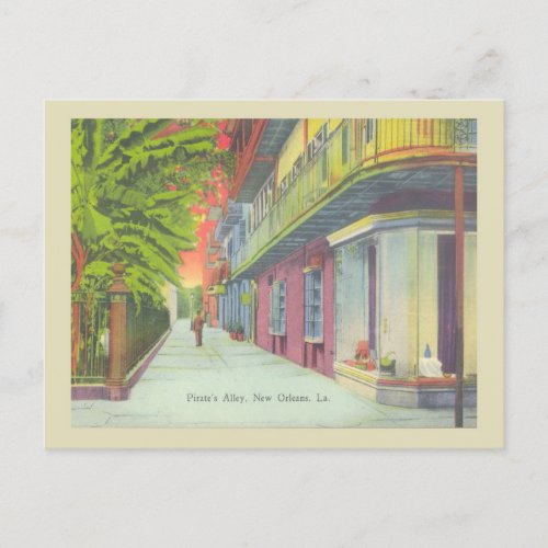 New Orleans Vintage Pirates Alley Street Scene Postcard