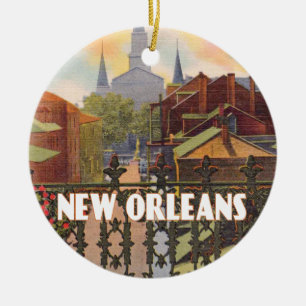 New Orleans Vintage Scene Ceramic Ornament