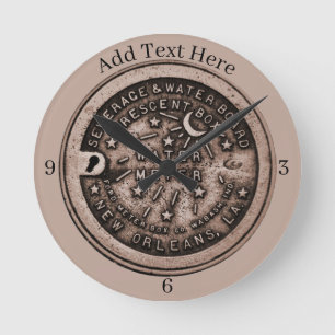 New Orleans Water Meter Clock, add text Round Clock