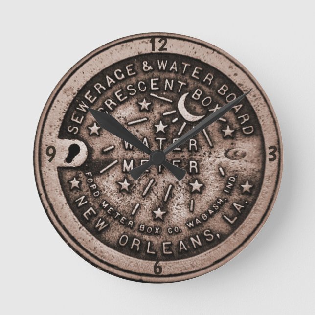 New Orleans Water Meter Clock, add text Round Clock (Front)