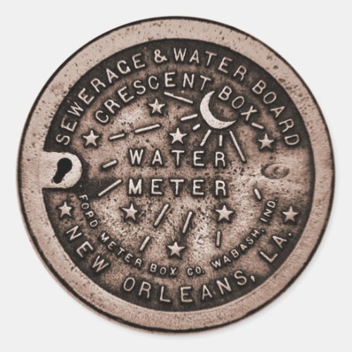 New Orleans Water Meter Cover Classic Round Sticker