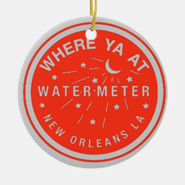 New Orleans Water Meter Cover Red Ceramic Ornament (Front)