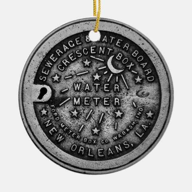 New Orleans Water Meter Cover Replica Ceramic Ornament (Front)