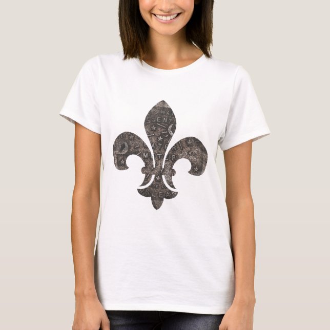 New Orleans Water Meter Lid Fleur De Lid T-Shirt (Front)