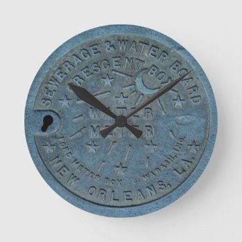 New Orleans Water Meter Photo Round Clock by Scotts_Barn at Zazzle