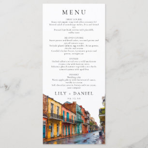 New Orleans Watercolor Destination Wedding Menu