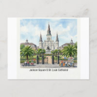 New Orleans Watercolor - Jackson Square St Louis