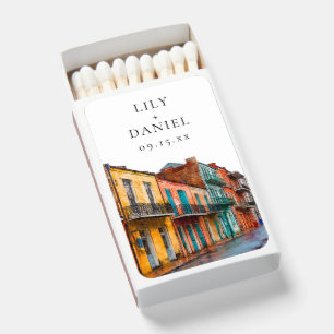 New Orleans Watercolor Wedding Matchboxes