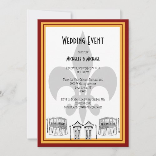 New Orleans Wedding Event Invite maroon