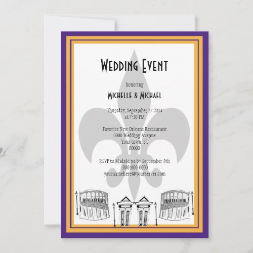 New Orleans Wedding Event Invite purple