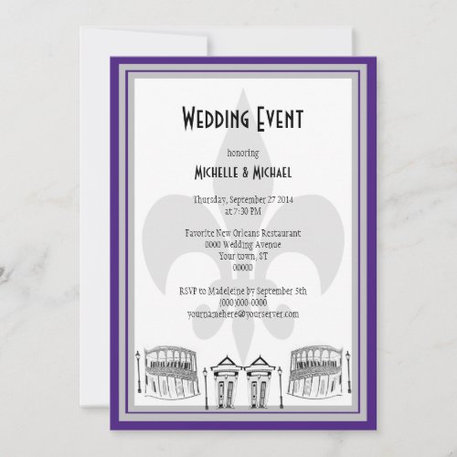 New Orleans Wedding Event Invite purplesilver