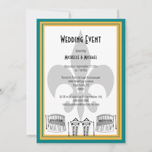 New Orleans Wedding Event Invite teal
