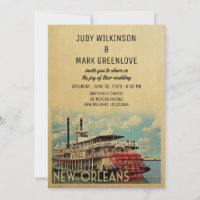 New Orleans Wedding Invitation Vintage Mid-Century