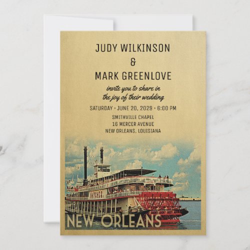 New Orleans Wedding Invitation Vintage Mid_Century