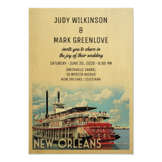 River Boat Invitations Announcements Zazzle New Orleans Wedding Invitation Vintage Mid Century