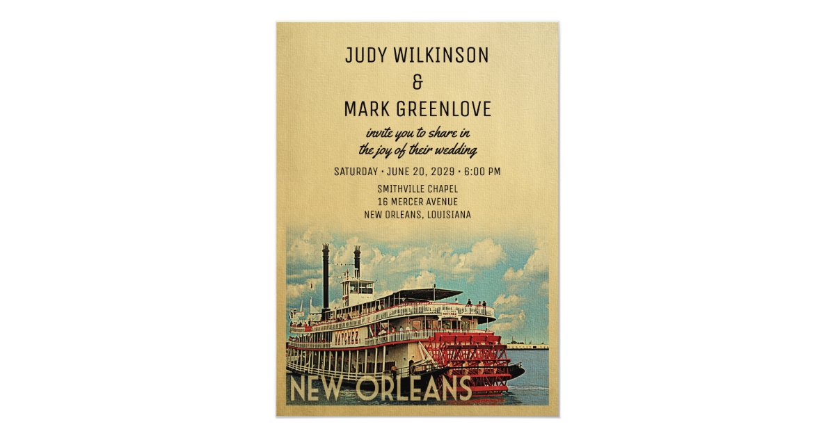 New Orleans Wedding Invitation Vintage Mid-Century | Zazzle.com