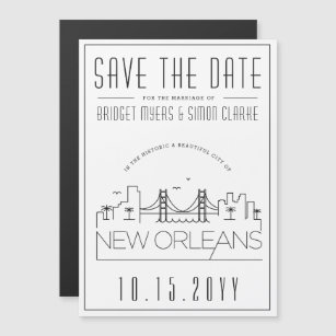 New Orleans Wedding   Stylized Save the Date Magnetic Invitation