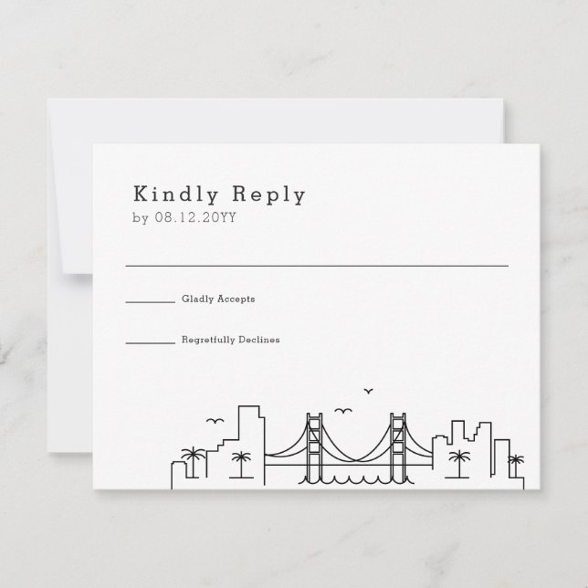 New Orleans Wedding | Stylized Skyline RSVP Card (Front)
