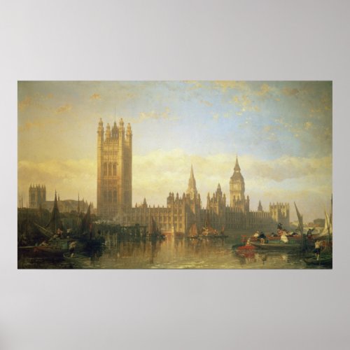 New Palace of Westminster from the River Thames Poster