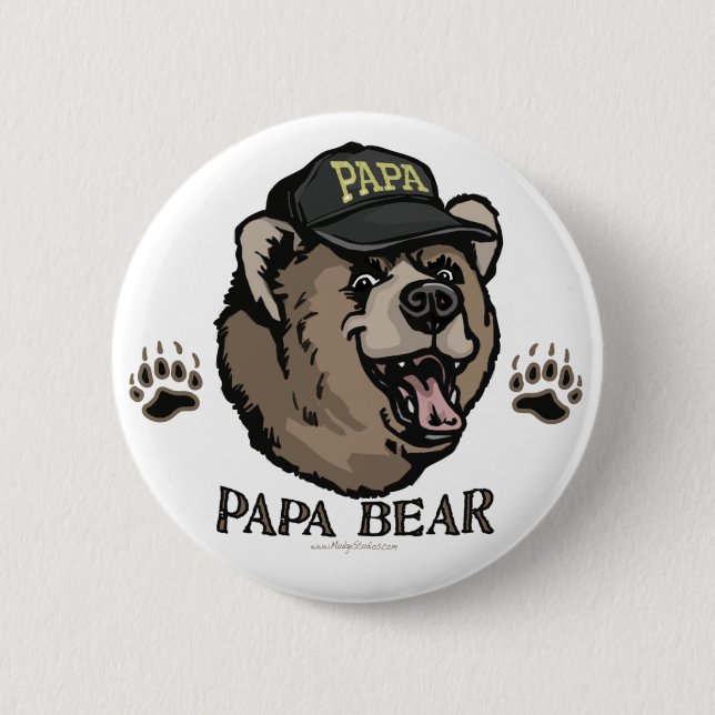 New Papa Bear Father's Day Gear Pinback Button (Front)