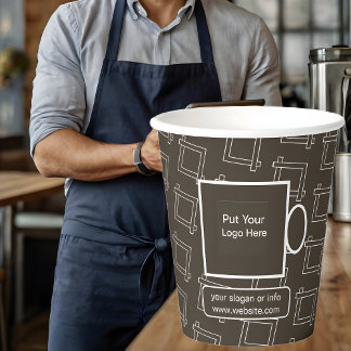 New Paper Cups Business Logo Branded Rustic Kraft