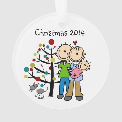 New Parents Baby Girl Cat Holiday Ornament