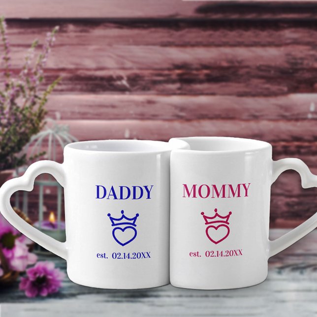 New Parents Blue and Pink Mommy and Daddy Coffee Mug Set (Creator Uploaded)