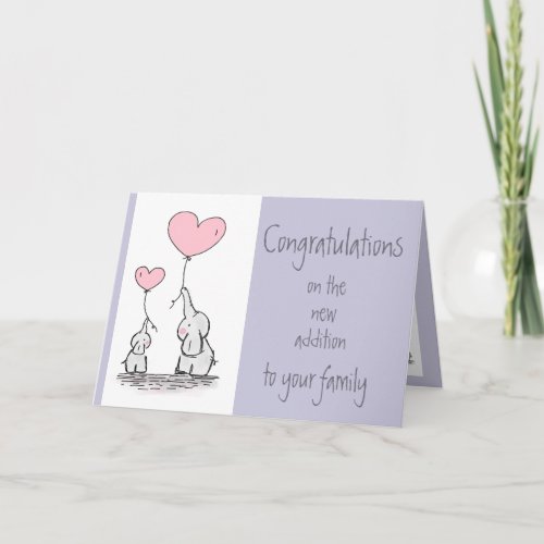 New Parents Congratulations Cute Elephants Card