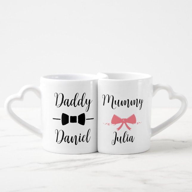 New Parents Dad Mum Personalized His and Hers  Coffee Mug Set (Front Nesting)