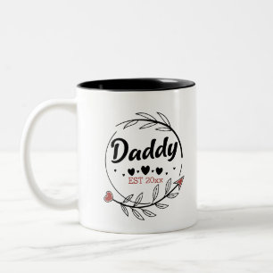 New Parents Daddy Personalized established year Two-Tone Coffee Mug