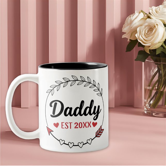 New Parents Daddy Personalized established year Two-Tone Coffee Mug (Creator Uploaded)