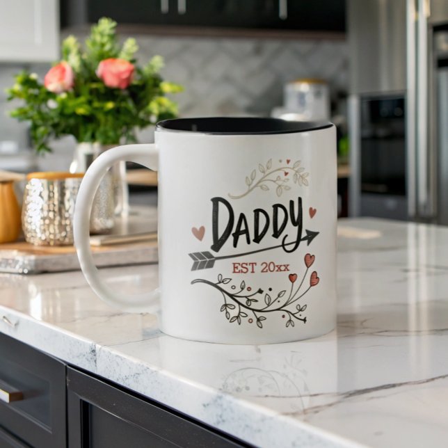 New Parents Daddy Personalized established year Two-Tone Coffee Mug (Creator Uploaded)