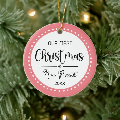 New parents First Christmas bauble style Ceramic Ornament