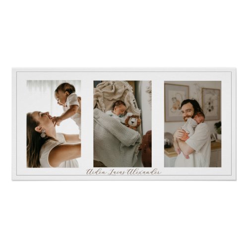 New Parents New Baby Glossy 3 Photo Collage Poster