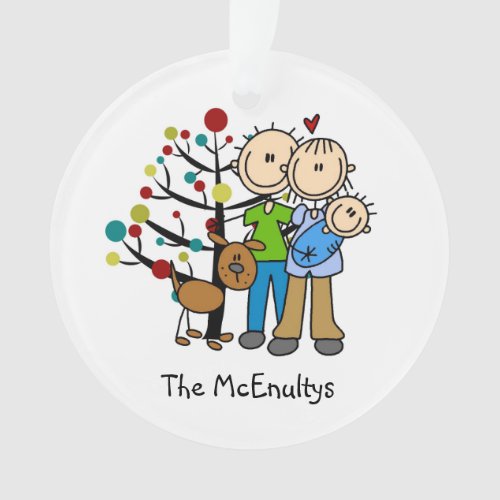 New Parents of a Baby Boy and Dog Ornament