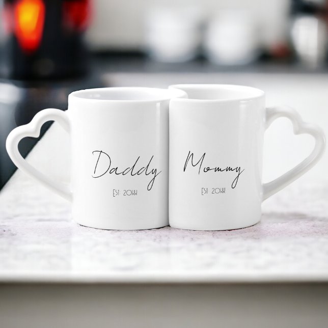 New Parents Personalized Established Year Coffee Mug Set (New Parents Personalized Established Year Coffee Mug Set from Ricaso. Daddy/Mommy baby year of birth)