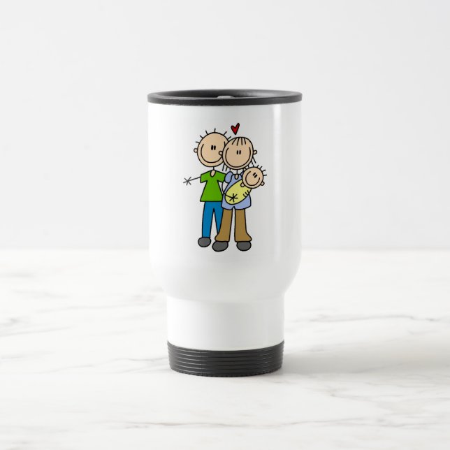 New Parents with Baby Tshirts and Gifts Travel Mug (Center)
