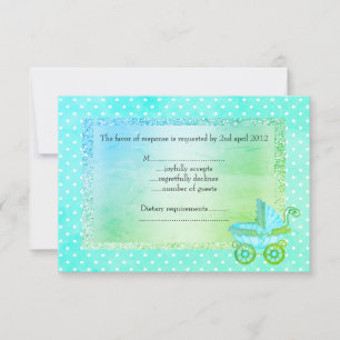 new pastel spot dot pram baby shower rsvp card